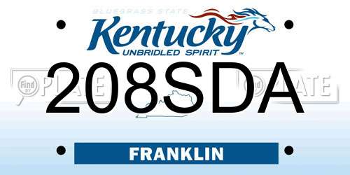 208SDA Kentucky License Plate