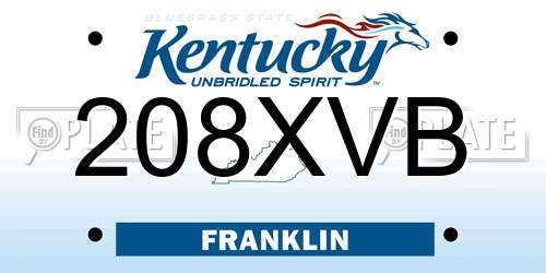 208XVB Kentucky License Plate