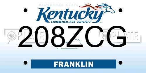 208ZCG Kentucky License Plate