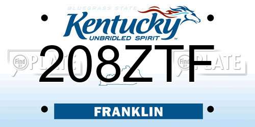 208ZTF Kentucky License Plate