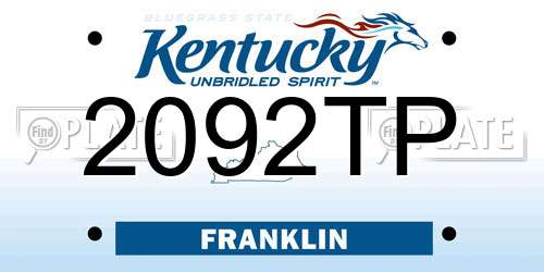 2092TP Kentucky License Plate
