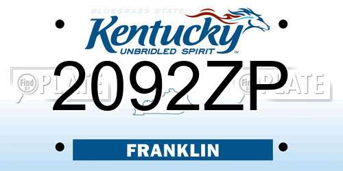 2092ZP Kentucky License Plate
