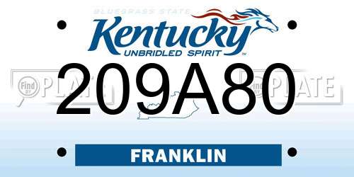 209A80 Kentucky License Plate