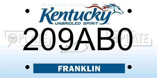 209AB0 Kentucky License Plate