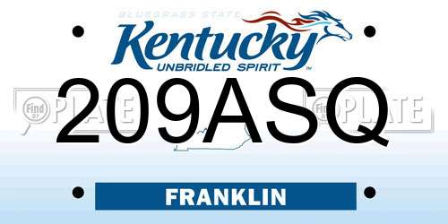 209ASQ Kentucky License Plate