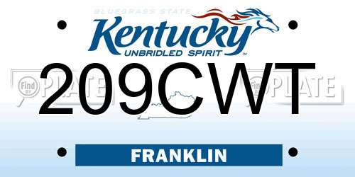 209CWT Kentucky License Plate