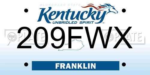 209FWX Kentucky License Plate