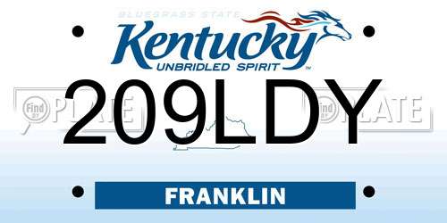 209LDY Kentucky License Plate