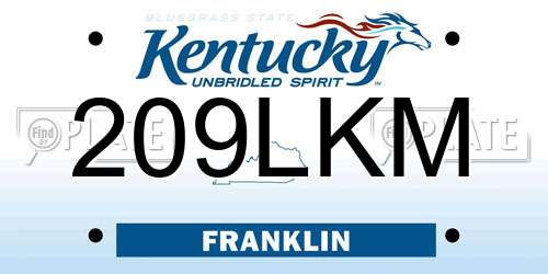 209LKM Kentucky License Plate