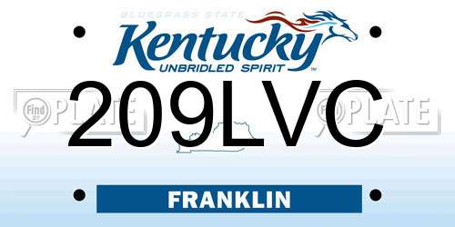 209LVC Kentucky License Plate
