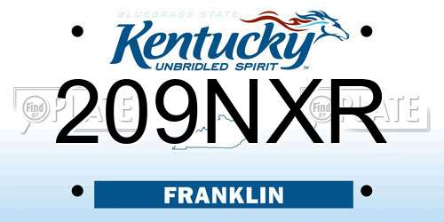 209NXR Kentucky License Plate