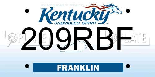 209RBF Kentucky License Plate