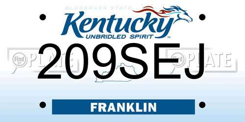 209SEJ Kentucky License Plate