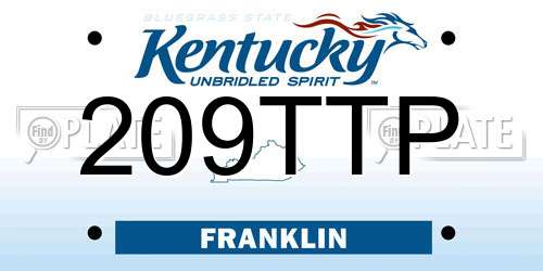 209TTP Kentucky License Plate
