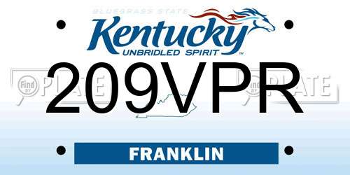 209VPR Kentucky License Plate