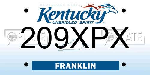 209XPX Kentucky License Plate