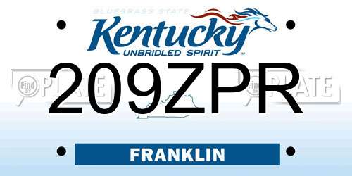 209ZPR Kentucky License Plate