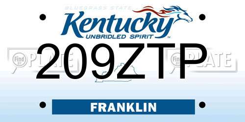 209ZTP Kentucky License Plate