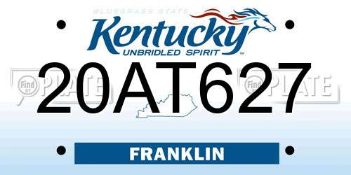 20AT627 Kentucky License Plate