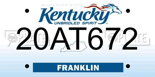 20AT672 Kentucky License Plate