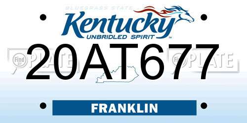 20AT677 Kentucky License Plate