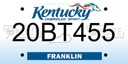 20BT455 Kentucky License Plate