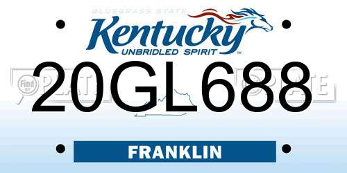 20GL688 Kentucky License Plate