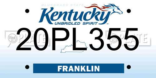 20PL355 Kentucky License Plate