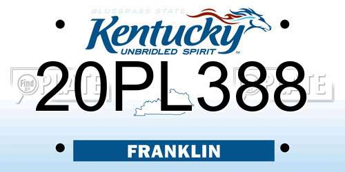 20PL388 Kentucky License Plate