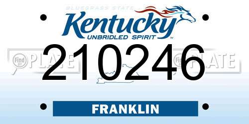 210246 Kentucky License Plate
