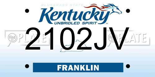 2102JV Kentucky License Plate