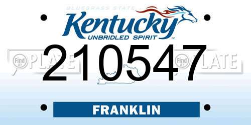 210547 Kentucky License Plate