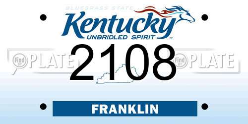 2108 Kentucky License Plate