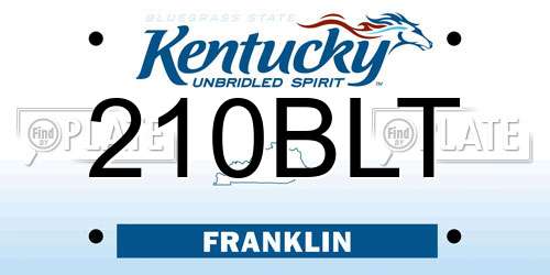 210BLT Kentucky License Plate