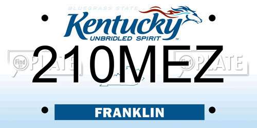 210MEZ Kentucky License Plate