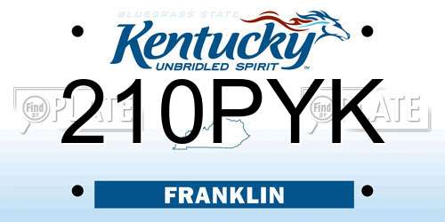210PYK Kentucky License Plate