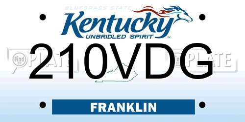 210VDG Kentucky License Plate