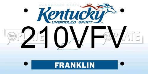210VFV Kentucky License Plate