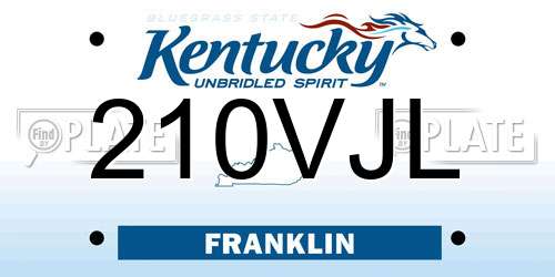 210VJL Kentucky License Plate