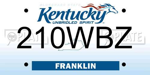 210WBZ Kentucky License Plate