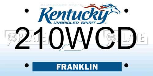 210WCD Kentucky License Plate