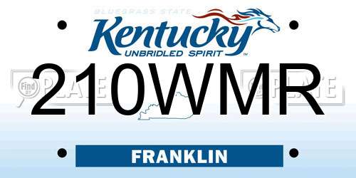 210WMR Kentucky License Plate