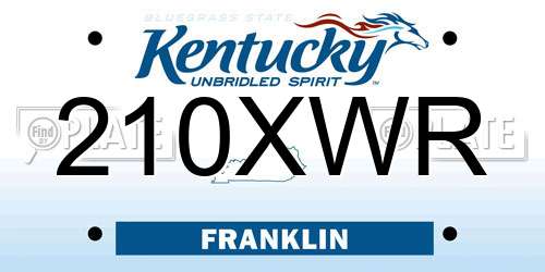 210XWR Kentucky License Plate