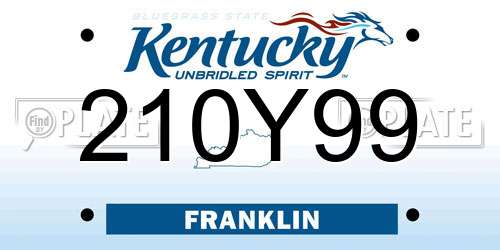 210Y99 Kentucky License Plate