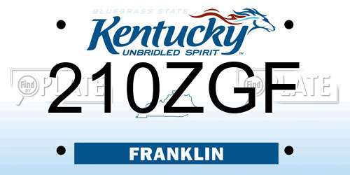 210ZGF Kentucky License Plate