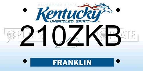 210ZKB Kentucky License Plate