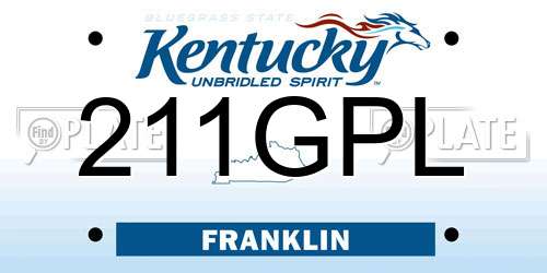 211GPL Kentucky License Plate