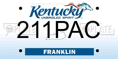 211PAC Kentucky License Plate