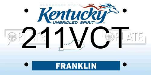 211VCT Kentucky License Plate