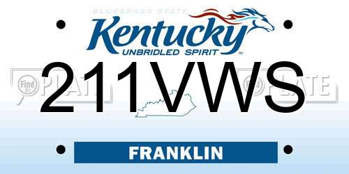 211VWS Kentucky License Plate
